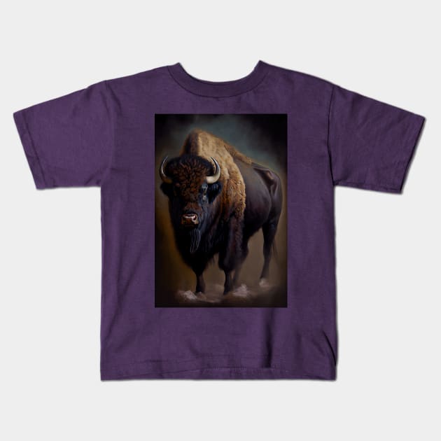 American Bison Kids T-Shirt by ABART BY ALEXST 